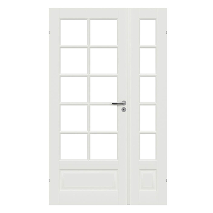 Dobbeltdør - London Dobbelt Massiv Glasdør - Safco Dør, M13,1x21 (82,5 + 39,8 x 204 cm) - Dobbeltdøre - Indvendige døre